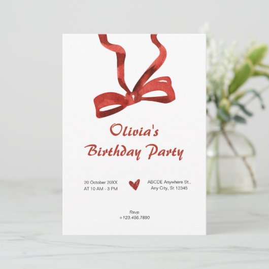 Invitation Anniversaire de la cravate arc rouge (Debout devant)