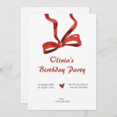 Invitation Anniversaire de la cravate arc rouge (Devant / Derrière)