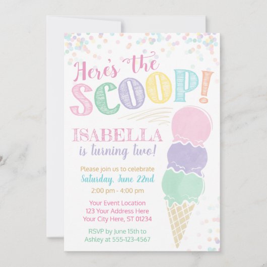 Invitation Anniversaire de la crème glacée (Devant)