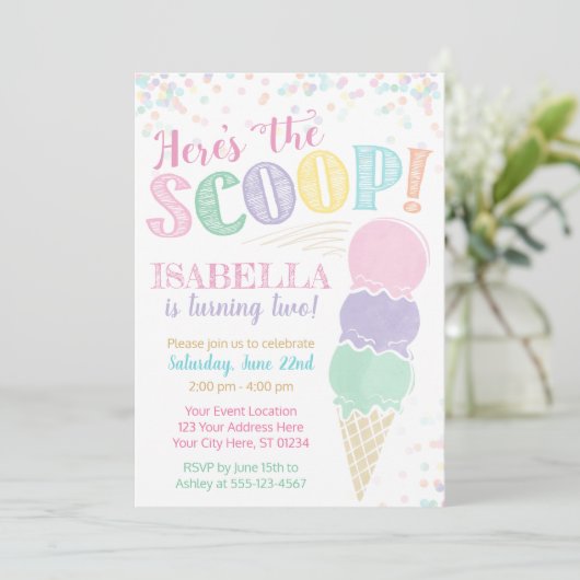 Invitation Anniversaire de la crème glacée (Debout devant)