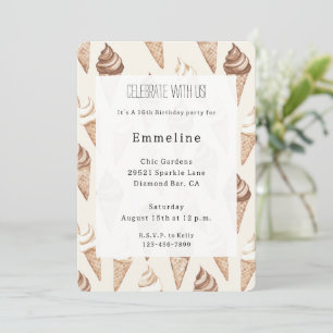 Invitation Anniversaire de la crème glacée au chocolat Vanill