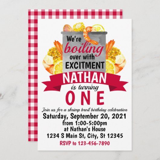 Invitation Anniversaire de la crevette (Devant / Derrière)
