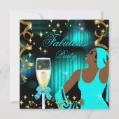 Invitation Anniversaire de la Diva au Glitter Bleu Turquoise (Devant)
