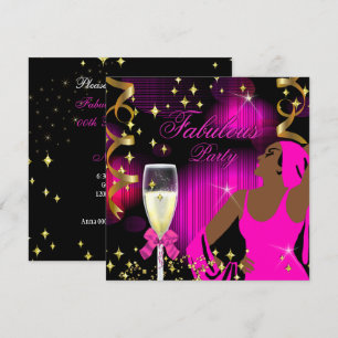 Invitation Anniversaire de la Diva au Glitter Rose Chaud Fabu