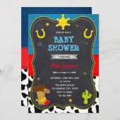 Invitation Anniversaire de la douche Cowboy  (Devant / Derrière)