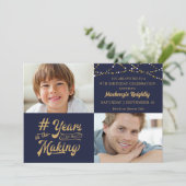 Invitation Anniversaire de la fabrication 2 Photos Marine Or (Debout devant)