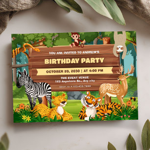 Invitation anniversaire de la faune du zoo Safari