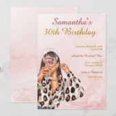 Invitation Anniversaire de la femme rose Gold (Devant / Derrière)