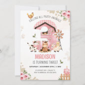 Invitation ANNIVERSAIRE DE LA FERME Animaux de la ferme 3e in (Devant)