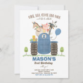 Invitation Anniversaire de la ferme Boy Old MacDonald Barnyar (Devant)