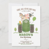 Invitation Anniversaire de la ferme Boy Old MacDonald Barnyar (Devant)