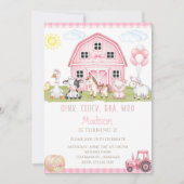 Invitation anniversaire de la Ferme Rose éditable (Devant)