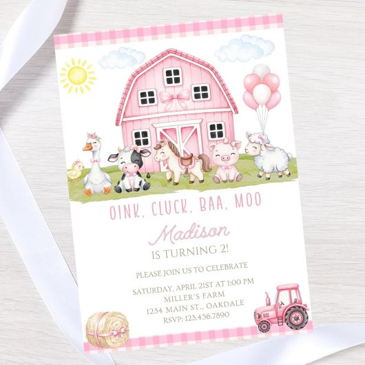 Invitation anniversaire de la Ferme Rose éditable