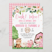 Invitation Anniversaire De La Ferme Rose Et De La  (Devant / Derrière)