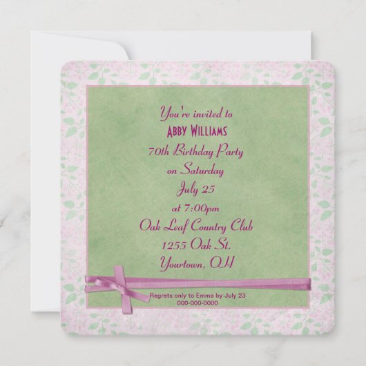 Invitation Anniversaire de la fête Bow (Devant)