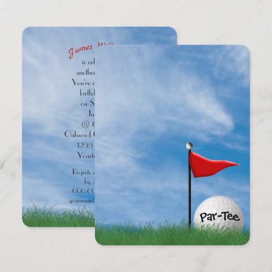 Invitation Anniversaire de la fête de golf (Devant / Derrière)