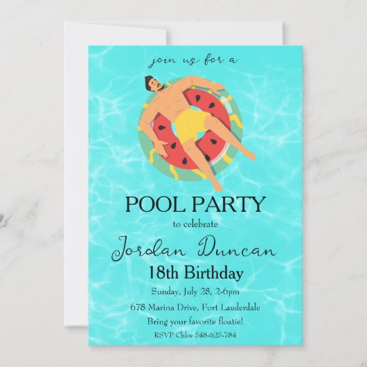 invitation anniversaire de la fête de la piscine d (Devant)