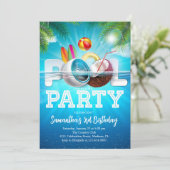 Invitation Anniversaire de la fête de la piscine d'Aloha (Debout devant)
