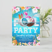 Invitation Anniversaire de la fête de la piscine d'Aloha (Debout devant)
