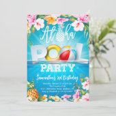 Invitation Anniversaire de la fête de la piscine d'Aloha (Debout devant)