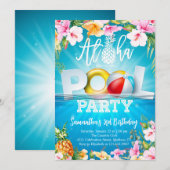 Invitation Anniversaire de la fête de la piscine d'Aloha (Devant / Derrière)