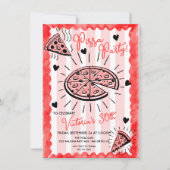 Invitation Anniversaire de la fête de la pizza dessinée à la  (Devant)
