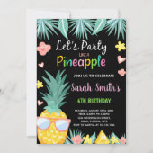 Invitation Anniversaire de la fête de l'ananas noir SunGlass (Devant)