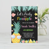 Invitation Anniversaire de la fête de l'ananas noir SunGlass (Debout devant)