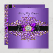Invitation Anniversaire de la fête de l'or pourpre Bijoux en  (Devant / Derrière)