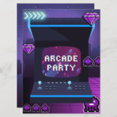 Invitation Anniversaire de la fête de Neon Arcade (Devant / Derrière)