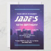 Invitation Anniversaire de la fête de Neon Arcade (Dos)