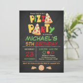 Invitation Anniversaire de la fête de pizza de tab (Debout devant)