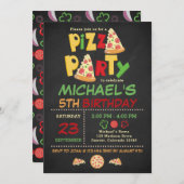 Invitation Anniversaire de la fête de pizza de tab (Devant / Derrière)