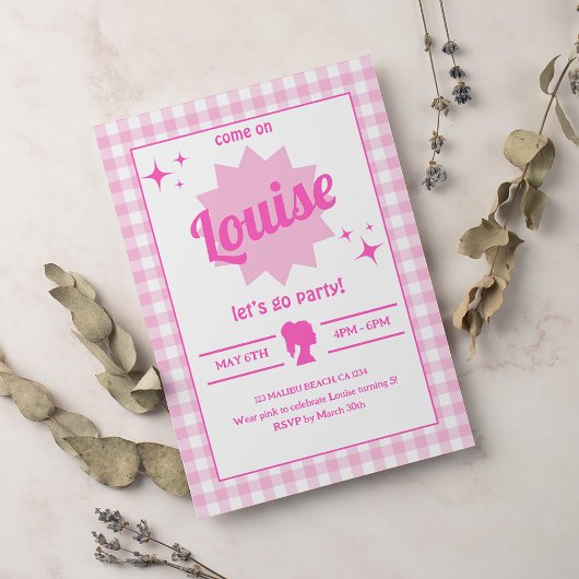 Invitation Anniversaire de la fête de poupée rose