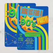 Invitation Anniversaire de la fête des années 90 Bleu brillan (Devant / Derrière)