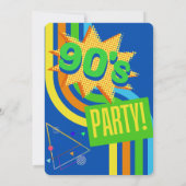 Invitation Anniversaire de la fête des années 90 Bleu brillan (Dos)