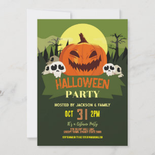 Invitation Anniversaire de la fête d'Halloween Parti Citrouil