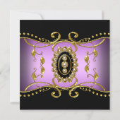 Invitation Anniversaire de la fête d'or noir Lilac rose (Dos)