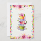 Invitation Anniversaire de la fête du thé à la florale rose (Dos)
