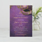 Invitation Anniversaire de la fête masquade violette (Debout devant)