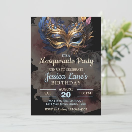 Invitation Anniversaire de la fête Masquerade (Debout devant)