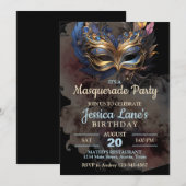 Invitation Anniversaire de la fête Masquerade (Devant / Derrière)