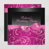 Invitation Anniversaire de la fête rose (Devant / Derrière)