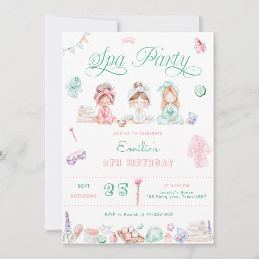 Invitation Anniversaire de la fête spa (Devant)