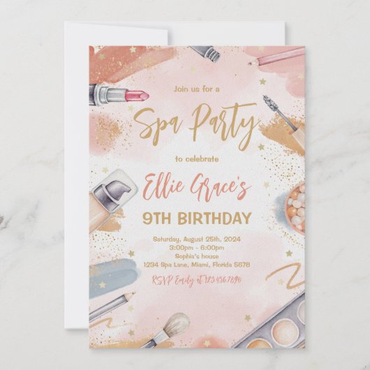 Invitation Anniversaire de la fête Spa Pastel (Devant)