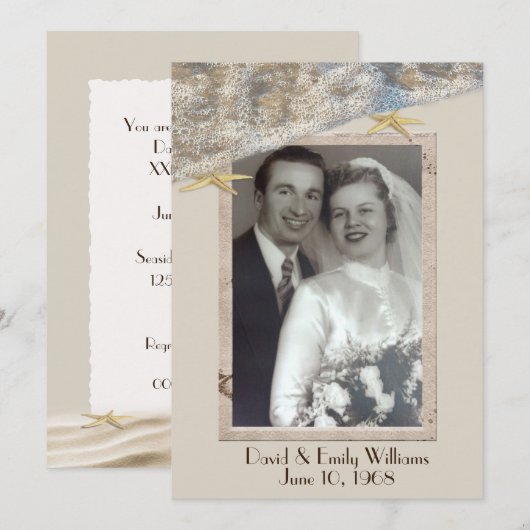 Invitation Anniversaire de la fête Starfish cadre photo (Devant / Derrière)