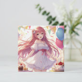 Invitation Anniversaire de la fille Anime (Debout devant)