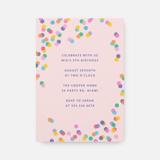Invitation Anniversaire de la fille Confetti rose vif
