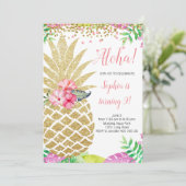 Invitation Anniversaire de la fille d'ananas Aloha Hawaii été (Debout devant)
