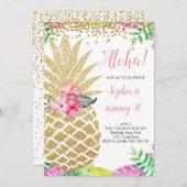 Invitation Anniversaire de la fille d'ananas Aloha Hawaii été (Devant / Derrière)